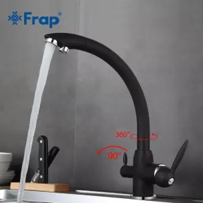 Смеситель Для кухни с двумя воДами Frap F4399-7, Черный №3