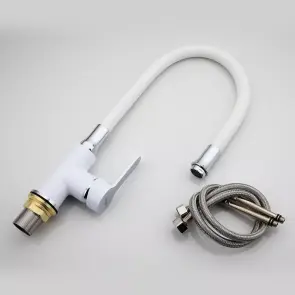Смеситель Для кухни Frap F4041 с гибким изливом, белый/хром №5