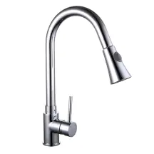 Смеситель Для кухни Frap F6052 с выдвижным изливом, 2 режима, хром