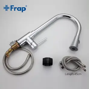 Змішувач для кухНі Frap F6052 з висувним виливом, 2 режими, хром №4
