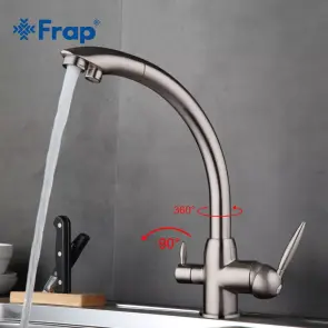Смеситель Для кухни с двумя воДами Frap F4399-5, сатин №2