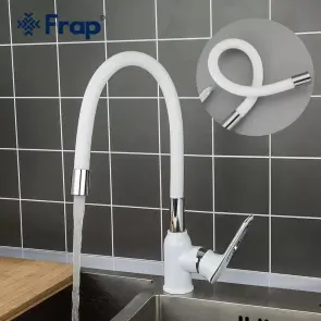 Смеситель Для кухни Frap F4049 с гибким изливом, белый/хром №2
