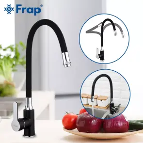 Frap F4042 Смеситель Для кухни с гибким изливом, Черный/Хром №2