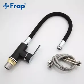 Frap F4042 Смеситель Для кухни с гибким изливом, Черный/Хром №3