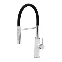 Смеситель Для кухни Frap F4452-8 с гибким изливом, 2 режима, белый/Черный