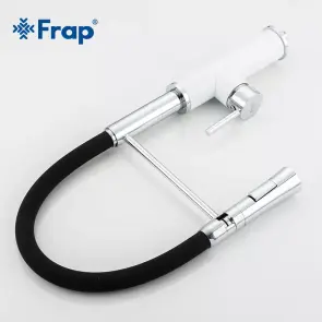 Смеситель Для кухни Frap F4452-8 с гибким изливом, 2 режима, белый/Черный №4