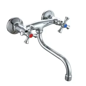 Смеситель Для кухни WEZER VRL1210-12 настенный, двухвентильный, хром №1