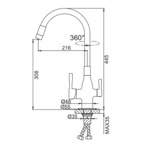Смеситель Для кухни под фильтр Frap F4396-3 с гибким изливом №3