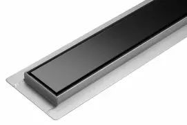 Трап напольный для душа Fala BLACK GLASS из нержавеющей стали 90Х7Х7 см