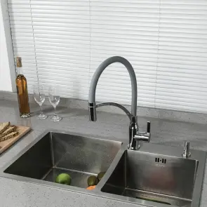 Смеситель Для кухни Frap F4552 с гибким изливом, серый/хром. №2
