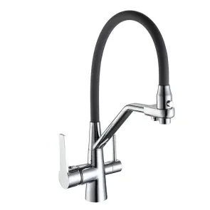 Смеситель Для кухни на две воды Frap F4374, серый/хром №1