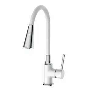 Смеситель Для кухни Frap F4044-8 с гибким изливом, 2 режима, белый/хром. №1