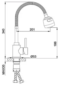 Смеситель Для кухни Frap F40993-6 с гибким изливом, 2 режима №3