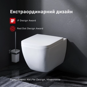 Підвісний унітаз FlashClean з сидінням мікроліфт Square AM.PM C701701SC Spirit 2.0 №2