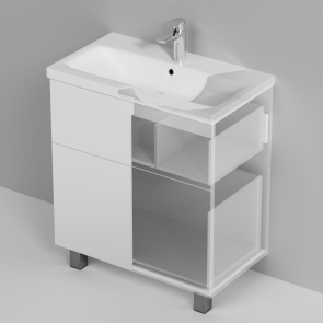 База GEM з раковиною, на підлогу, 75 см, 2 ящика push-to-open, біла, гляне AM.PM MGA-FSX07522WG-WCC0752WG GEM №5