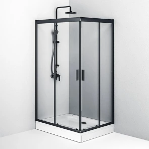 Twin Slide 120x80. Душевое ограждение,120x90, профиль Черный мат., стекло про AM.PM W90UG-404-120290-BT Gem №3