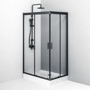 Twin Slide 120x80. Душевое ограждение,120x90, профиль Черный мат., стекло про AM.PM W90UG-404-120280-BT Gem №3