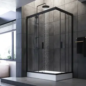 Twin Slide 120x80. Душевое ограждение,120x90, профиль Черный мат., стекло про AM.PM W90UG-404-120280-BT Gem №4