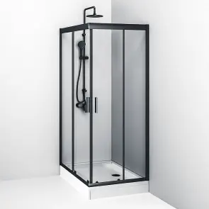 Twin Slide 120x80. Душевое ограждение,120x90, профиль Черный мат., стекло про AM.PM W90UG-404-120280-BT Gem №5