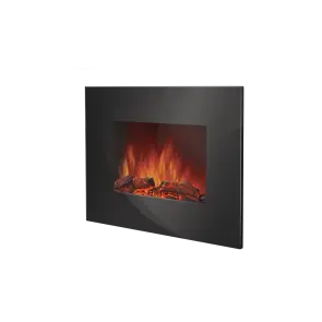 Електрокамін настінний Electrolux EFP/W-1100ULS з обігрівом, прямим склом, реалістичним ефектом полумʼя, зі звуком, дровами та білим камінням №1