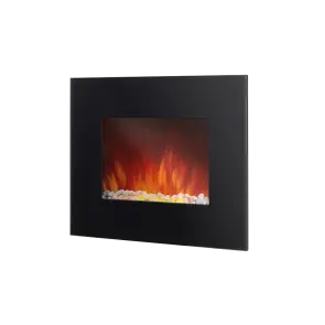 Електрокамін настінний Electrolux EFP/W-1100ULS з обігрівом, прямим склом, реалістичним ефектом полумʼя, зі звуком, дровами та білим камінням №2