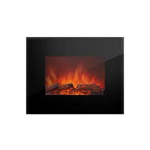 Електрокамін настінний Electrolux EFP/W-1100ULS з обігрівом, прямим склом, реалістичним ефектом полумʼя, зі звуком, дровами та білим камінням №4