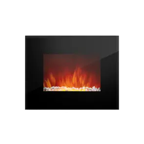 Електрокамін настінний Electrolux EFP/W-1100ULS з обігрівом, прямим склом, реалістичним ефектом полумʼя, зі звуком, дровами та білим камінням №5