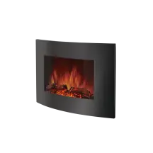 Електрокамін настінний Electrolux EFP/W-1150URLS з обігрівом, напівкруглим склом, реалістичним ефектом полумʼя, зі звуком, дровами та білим камінням