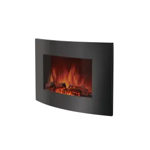 Электрокамин настенный Electrolux EFP/W-1150URLS с обогревом, полукруглым стеклом, реалистичным эффектом пламени, со звуком, дровами и белыми камнями №1
