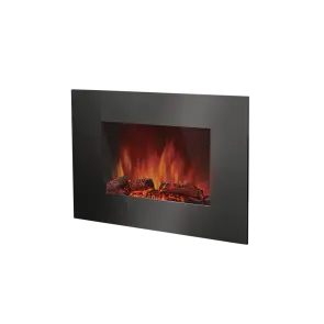 Електрокамін настінний Electrolux EFP/W-1250ULS з обігрівом, прямим склом, реалістичним ефектом полумʼя, зі звуком, дровами та білим камінням №1