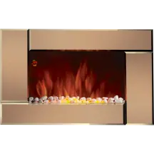 Электрокамин Electrolux EFP/W-1250ULS с обогревом, прямым зеркальным стеклом, реалистичным эффектом пламени, со звуком и белыми камнями