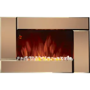 Электрокамин Electrolux EFP/W-1250ULS с обогревом, прямым зеркальным стеклом, реалистичным эффектом пламени, со звуком и белыми камнями №1