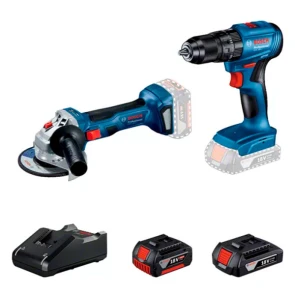 Акумуляторний ударний дриль-шурупокрут Bosch GSB 185-LI Professional та акумуляторна кутова шліфувальна машина Bosch GWS 180-LI, 2 акб GBA 18V 2.0, 4.0 Ah з/п GAL 18V-40 у пошкодженій упаковці №1