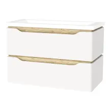 Тумба подвесная MIRATER Сакраменто белая 90 с 2-мя ящиками с умывальником Глория 90 см