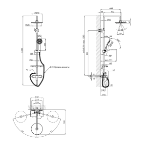 Набор 3 в 1 душова система Kroner Armada-C064K + змішувач Hagen-C010 + змішувач Bidet-C082 №3