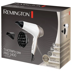 Фен Remington Thermacare Pro, 2200Вт, 3 режими, дифузор, іоніз-я, хол. обдув, турбо режим, біло-коричневий №4