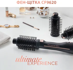 Фен-щетка Rowenta Ultimate Experience, 750Вт, 1 режимы, иониз-я, оборот.насадок, керамика, черный №6