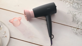 Фен Philips 3000 Series, 2100Вт, 3 режима, ионизация, холл. обдув, черно-розовый