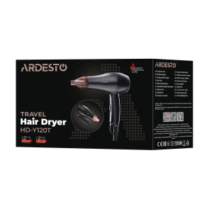 Фен Ardesto HD-Y120T, дорожный, 1200Вт, складная ручка, 2 скорости, 2 темп. режимы, черный №7