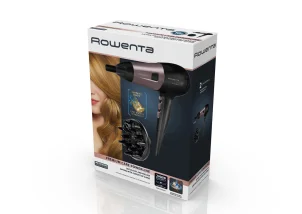 Фен Rowenta Powerline, 2400Вт, 3 режима, диффузор, иониз-я, холл. обдув, черно-розовый №5