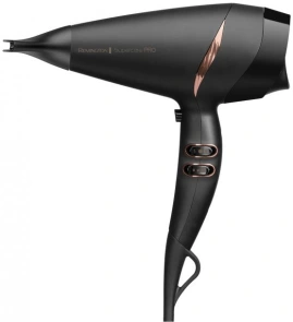 Фен Remington Supercare PRO 2200 AC motor, 2200Вт, 3 режима, диффузор, иониз-я, холл. обдув, черный №1