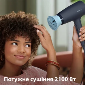 Фен Philips 3000 Series, 2100Вт, 3 режима, диффузор, иониз-я, холл. обдув, синий №6
