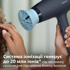 Фен Philips 3000 Series, 2100Вт, 3 режима, диффузор, иониз-я, холл. обдув, синий №9