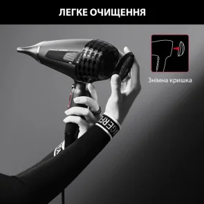 Фен Rowenta x Karl Lagerfeld K/Pro Stylist, 2200Вт, 3 режима, иониз-я, диффузор, 2 концентратора, холл. обдув, черный №9