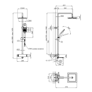 Набор 2 в 1 душова система Kroner Makon-C063 + змішувач Makon-C010 №3