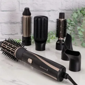 Фен-щетка Remington Blow Dry&Style Caring, 1200Вт, 2 режима, иониз-я, холл. обдув, кейс для хранения, керамика, черно-золотой №3