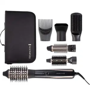 Фен-щетка Remington Blow Dry&Style Caring, 1200Вт, 2 режима, иониз-я, холл. обдув, кейс для хранения, керамика, черно-золотой №6
