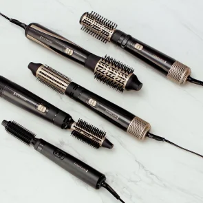 Фен-щетка Remington Blow Dry&Style Caring, 1200Вт, 2 режима, иониз-я, холл. обдув, кейс для хранения, керамика, черно-золотой №8
