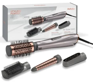 Фен-щетка Babyliss, 1000Вт, 2 режима, иониз-я, холл. обдув, керамика, серый №10