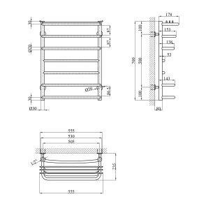 Сушарка для рушників водяна Kroner KRP Stern WT700x500-7 №1